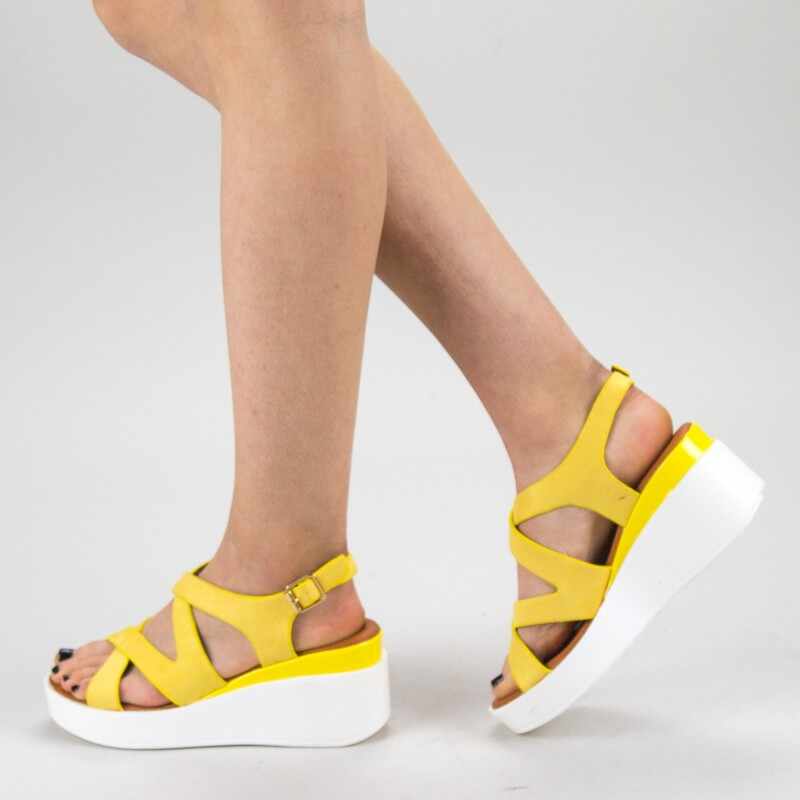 Sandale Dama cu Platforma QZL225 Yellow | Mei