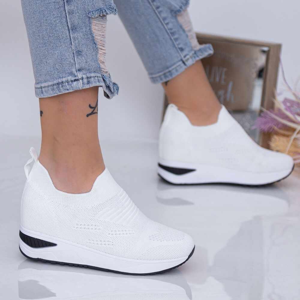 Pantofi Sport Dama cu Platforma KDN5 White | Mei