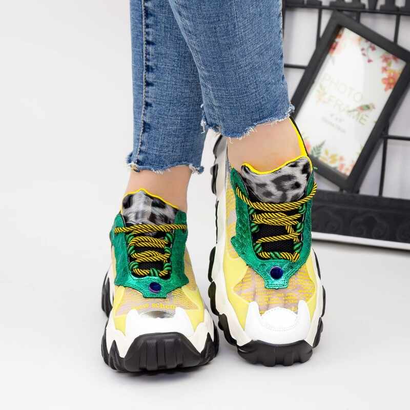 Pantofi Sport Dama cu Platforma SZ236 Yellow | Mei