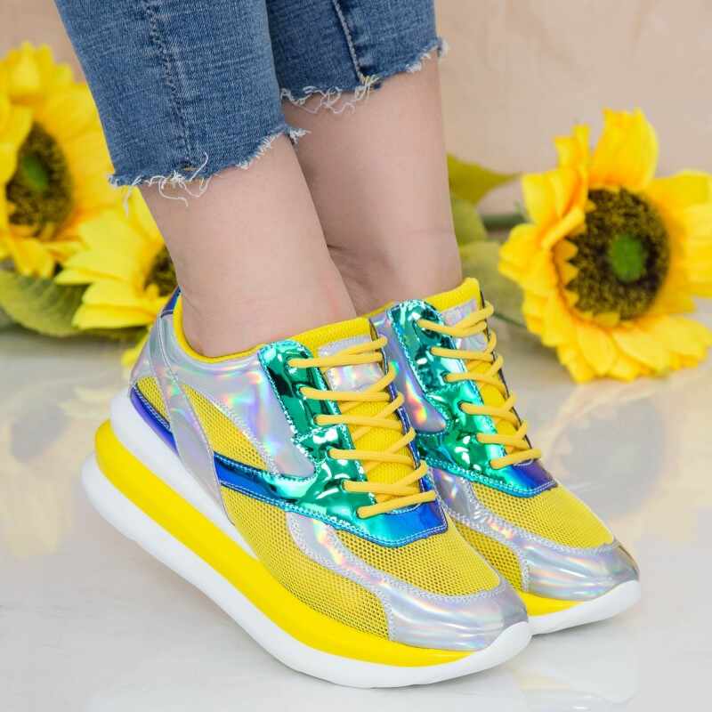 Pantofi Sport Dama cu Platforma SZ255 Yellow | Mei