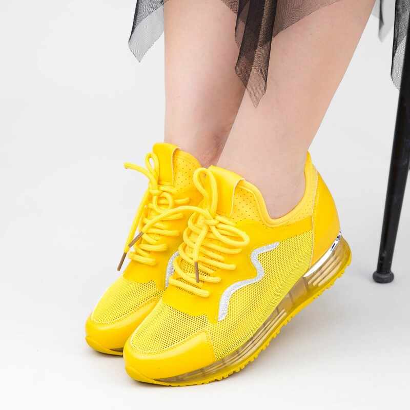 Pantofi Sport Dama cu Platforma SZ258 Yellow | Mei