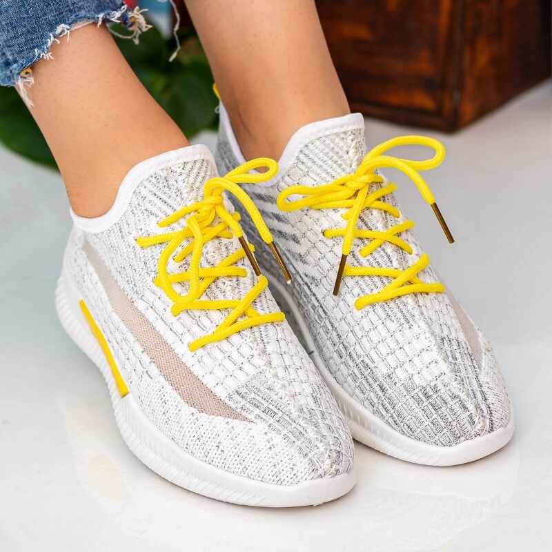 Pantofi Sport Dama X2916 White-Yellow | Se7en