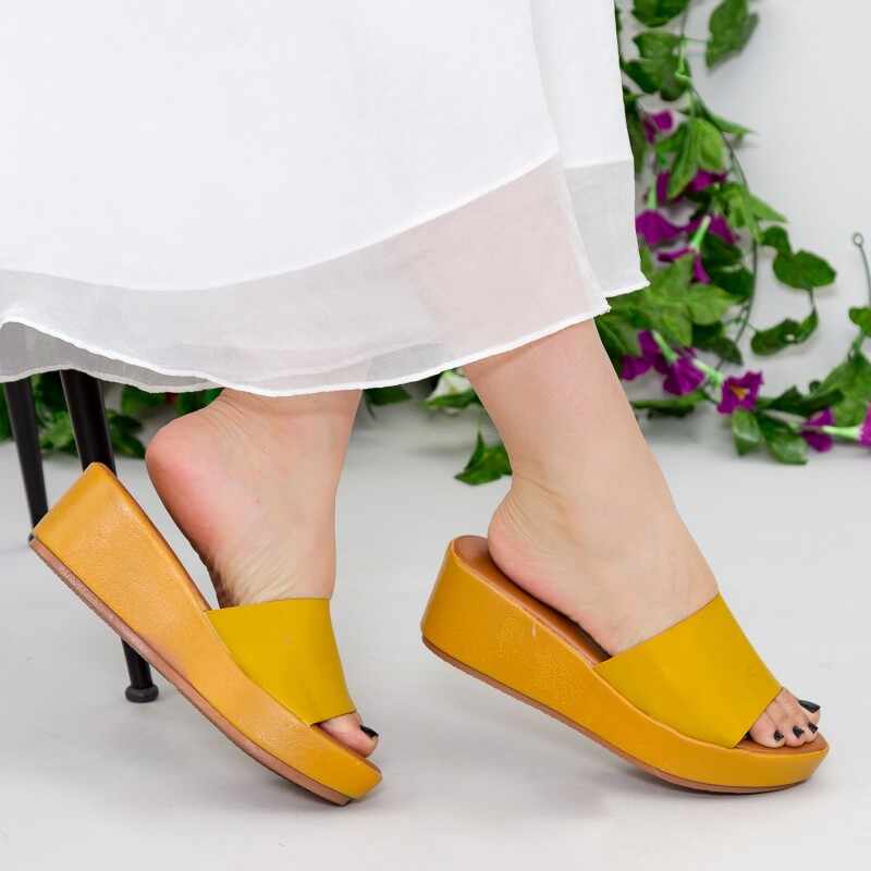 Papuci Dama cu Platforma ZX1 Yellow | Mei