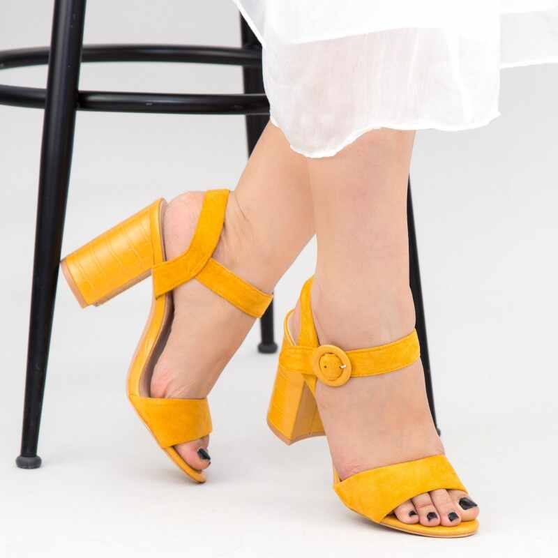 Sandale Dama cu Toc YBS76 Yellow | Mei