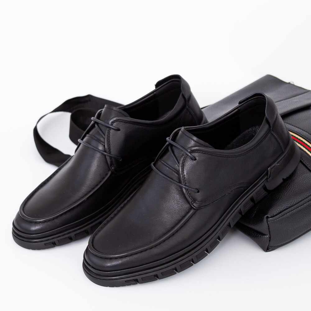 Pantofi Barbati din piele naturala W2687-1 Negru | Mels