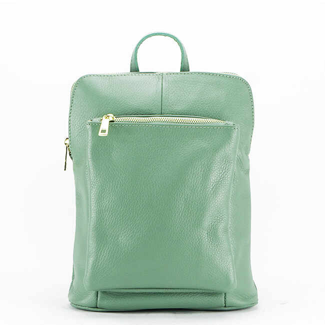 Rucsac din piele naturala verde convertibil in geanta 1001 123