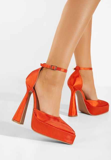 Pantofi cu toc si platforma orange Irania