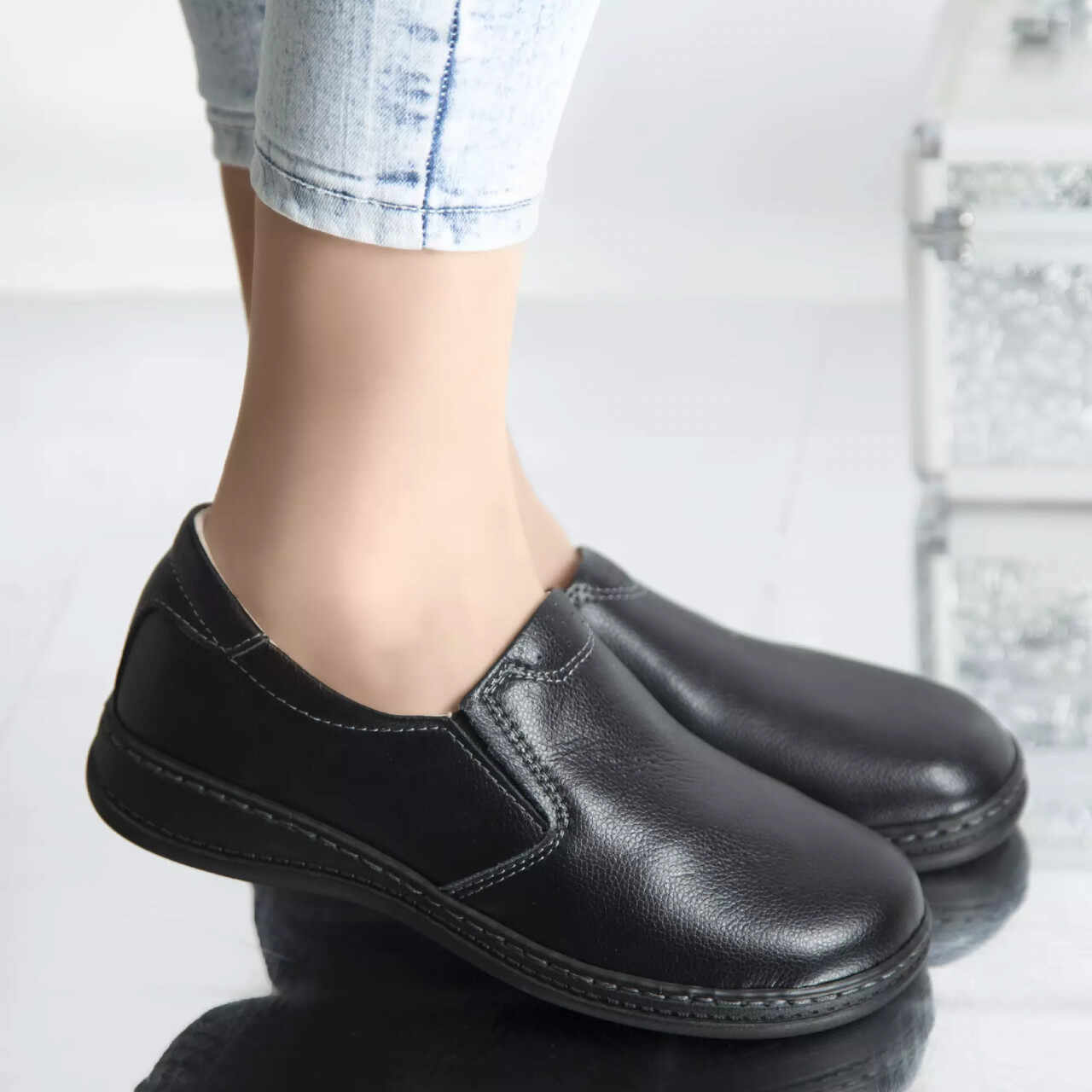 Pantofi casual deborah negru piele naturala