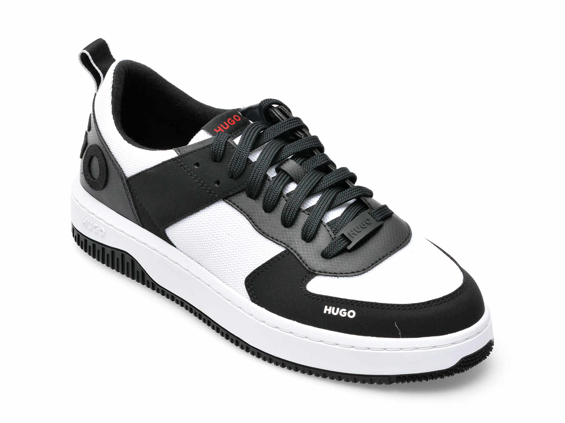 Pantofi sport HUGO albi, 3125, din material textil si piele ecologica