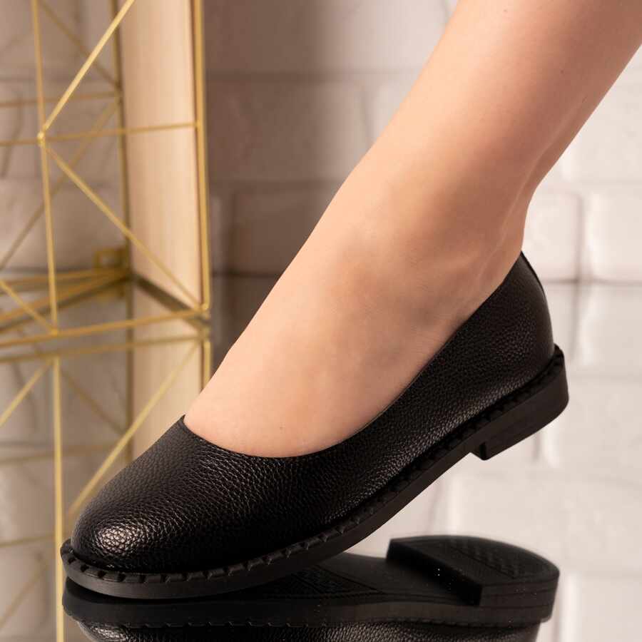 Pantofi dama casual din piele ecologica Negri Margalita Marimea 40