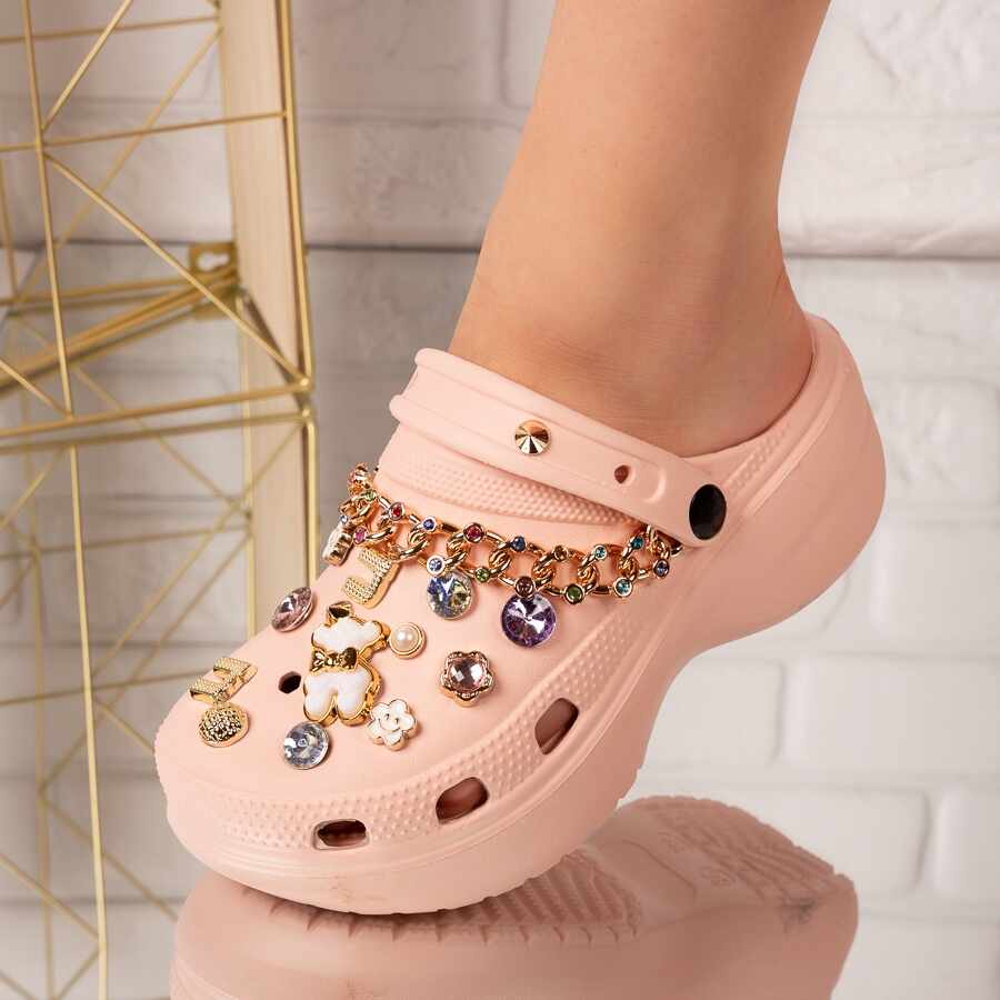 Papuci dama cu accesorii colorate Roz Bambina Marimea 40