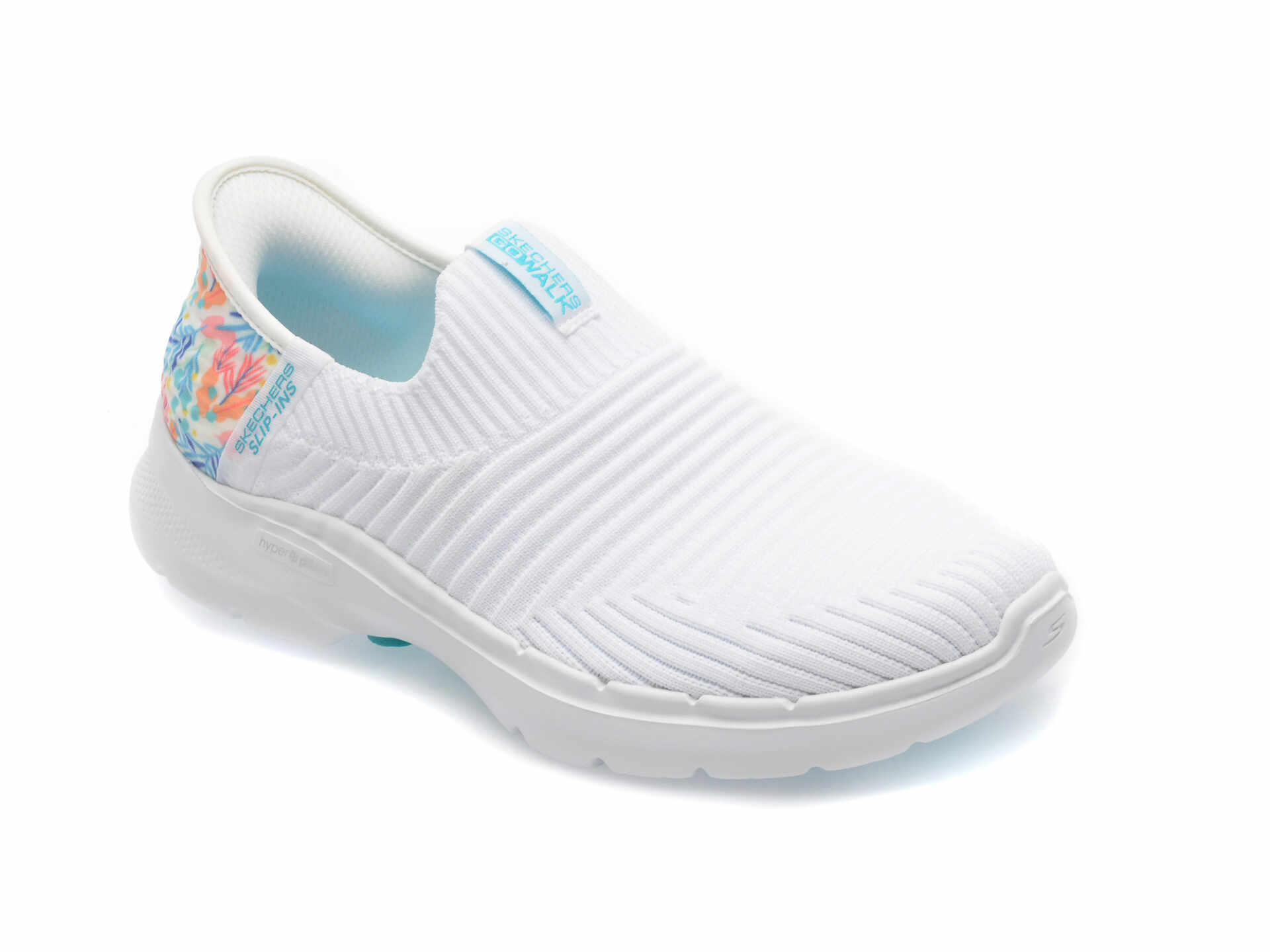 Pantofi SKECHERS albi, GO WALK 6, din material textil