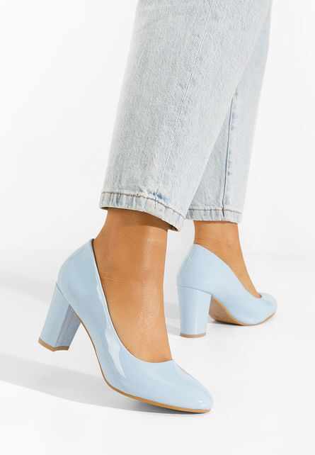 Pantofi cu toc lacuiti albastri Chique V3