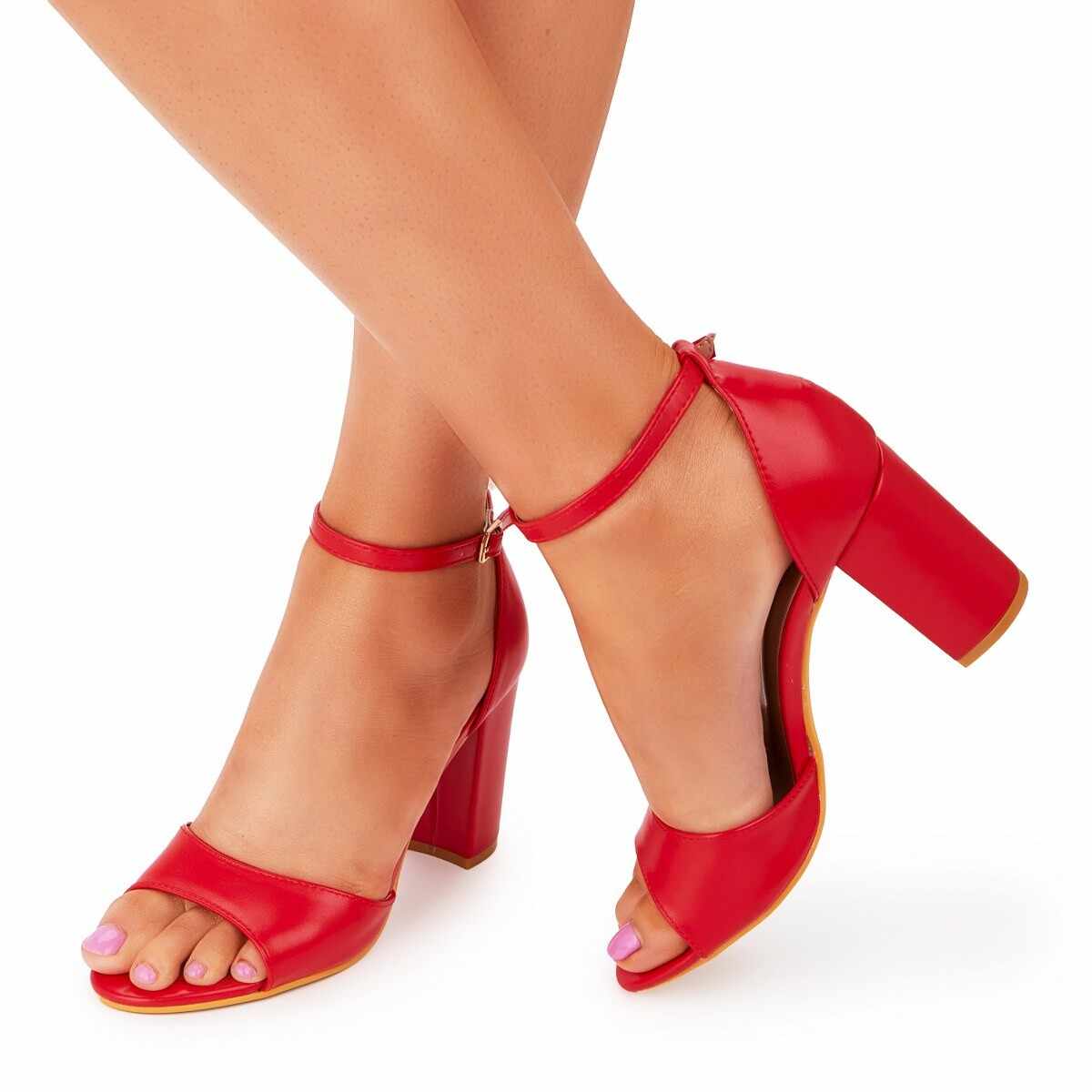Sandale Dama Rosii Cu Bareta Umilta